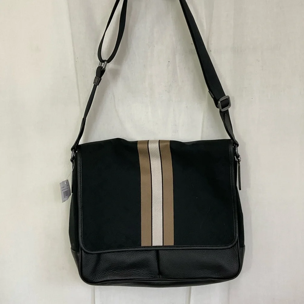 NEW Coach Men's Thompson Map Bag In Signature Jacquard With Varsity Stripe Bag
